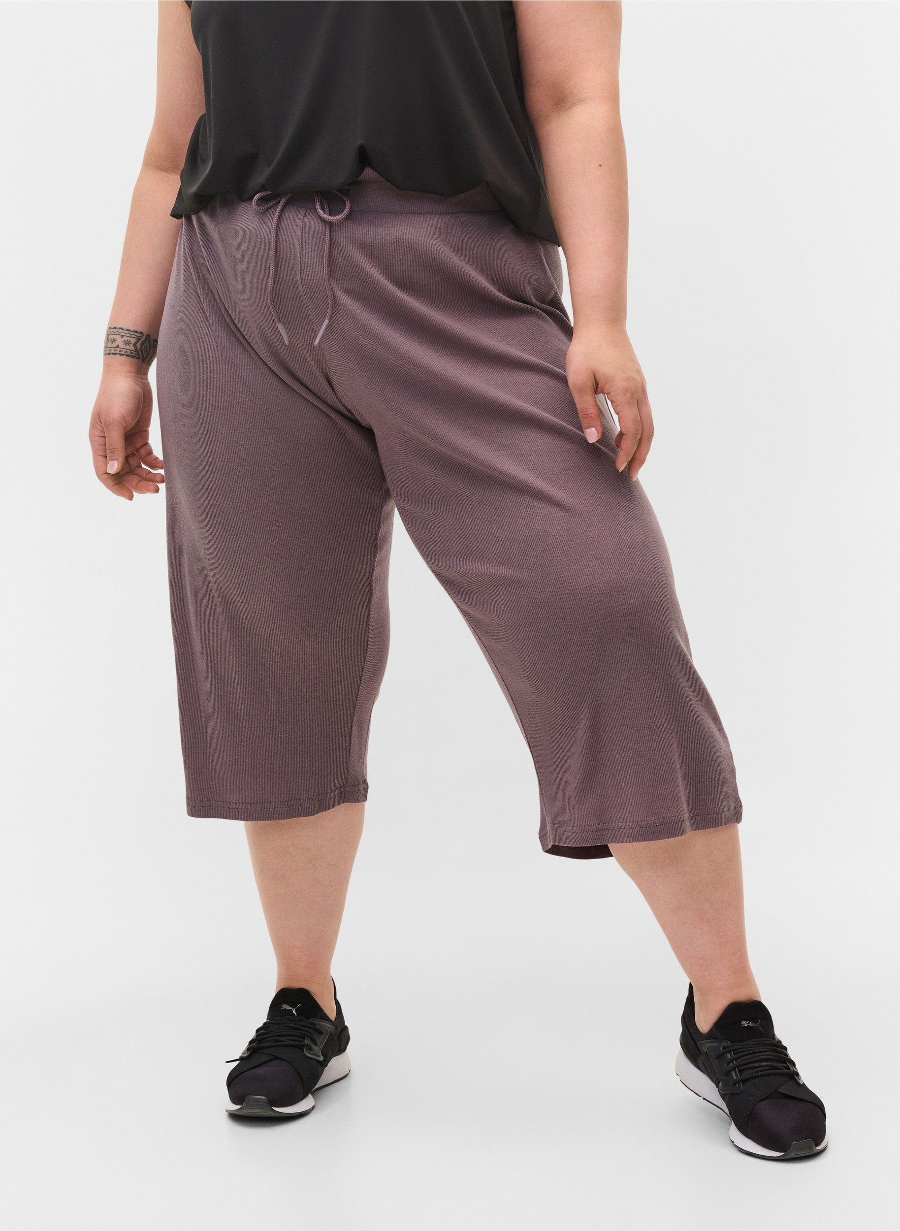 Pantalon-culotte ample en qualité côtelée, Sparrow, Model image number 2