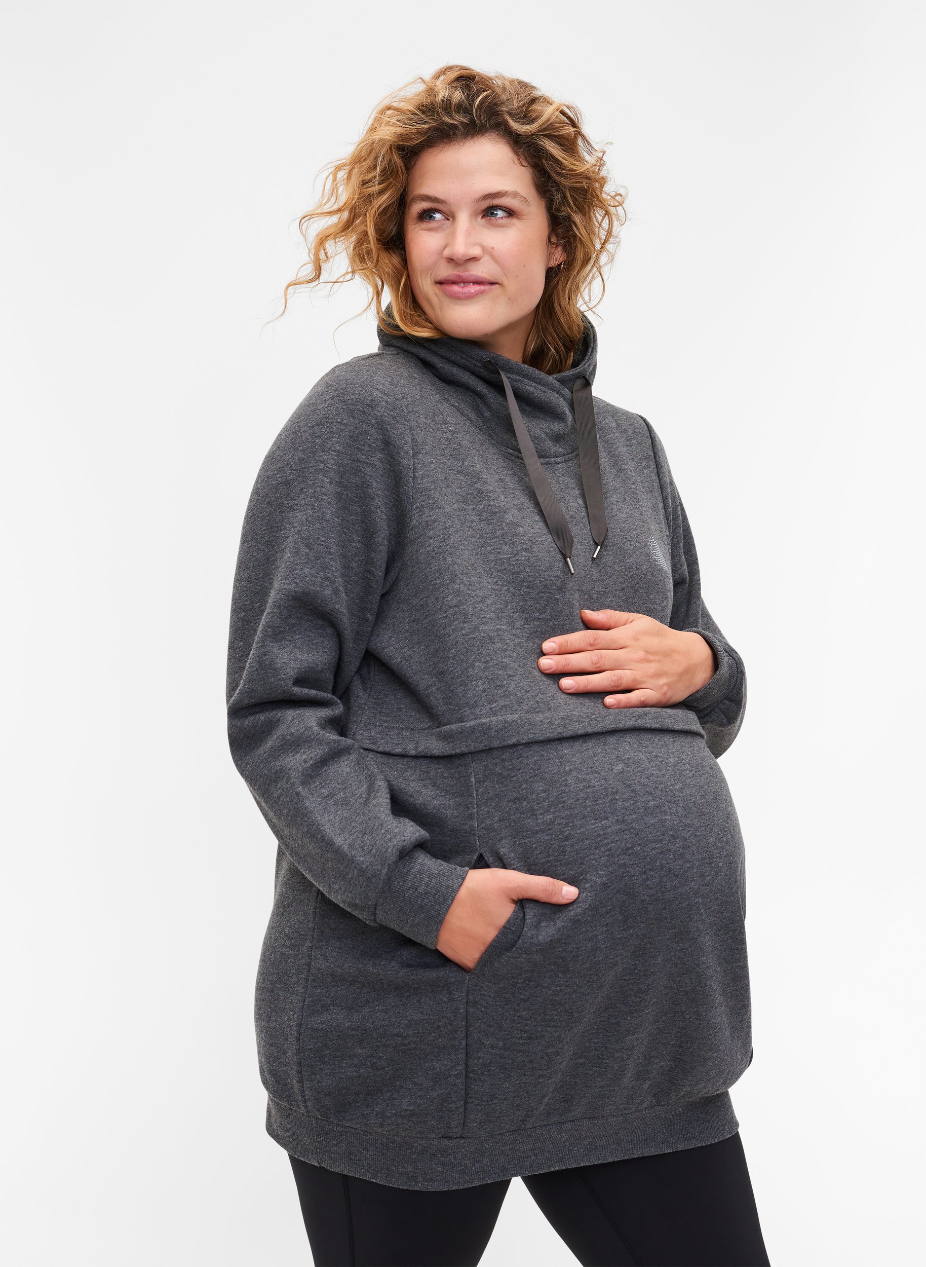 Pull de grossesse avec fonction allaitement, Dark Grey Melange, Model